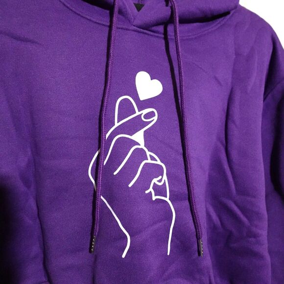 Shein Purple Cropped Hoodie - Picture 2 of 5
